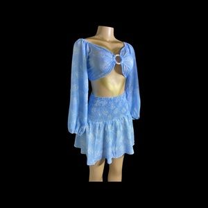 2 piece Blue crop top & Skirt